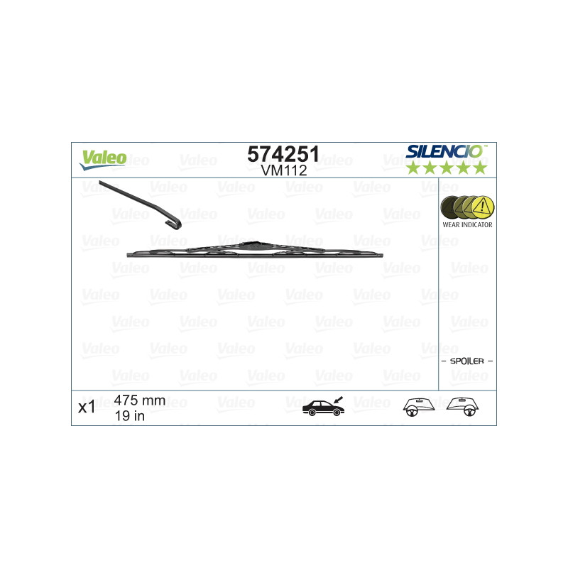 SPAZZOLA TERGI SILENCIO PERFORMANCE ANTERIORE DESTRASINISTRA SINGOLA 475mm CODICE BREVE: VM112