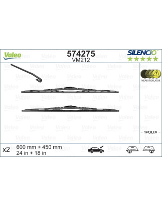 SPAZZOLA TERGI SILENCIO PERFORMANCE ANTERIORE DESTRASINISTRA COPPIA 600mm + 450mm CODICE BREVE: VM212