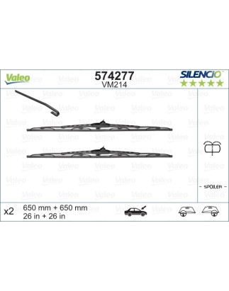 SPAZZOLA TERGI SILENCIO PERFORMANCE ANTERIORE DESTRASINISTRA COPPIA 650mm + 650mm CODICE BREVE: VM214