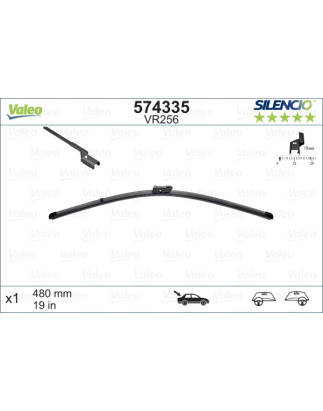 SPAZZOLA TERGI SILENCIO FLAT BLADE POSTERIORE DESTRASINISTRA SINGOLA 480mm CODICE BREVE: VR256
