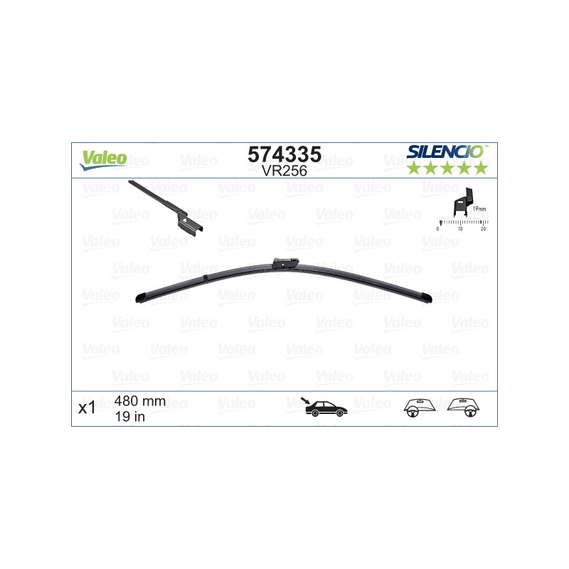 SPAZZOLA TERGI SILENCIO FLAT BLADE POSTERIORE DESTRASINISTRA SINGOLA 480mm CODICE BREVE: VR256