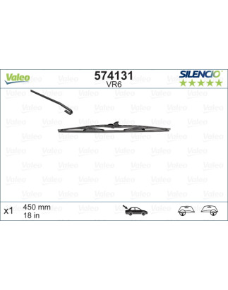 SPAZZOLA TERGI SILENCIO STANDARD POSTERIORE DESTRASINISTRA SINGOLA 450mm CODICE BREVE: VR6