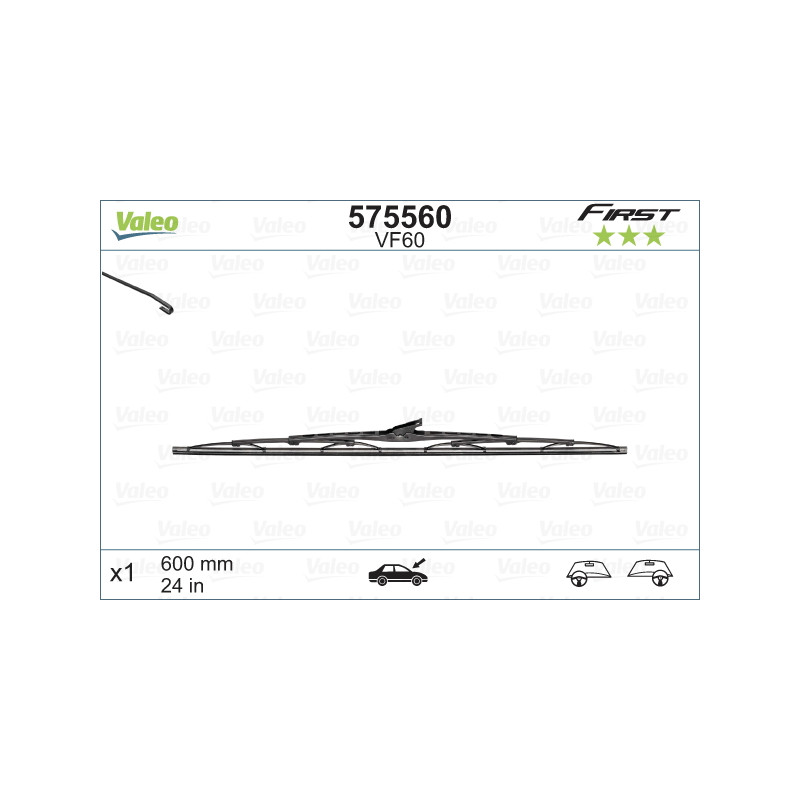 SPAZZOLA TERGI FIRST STANDARD ANTERIORE DESTRASINISTRA SINGOLA 600mm CODICE BREVE: VF60
