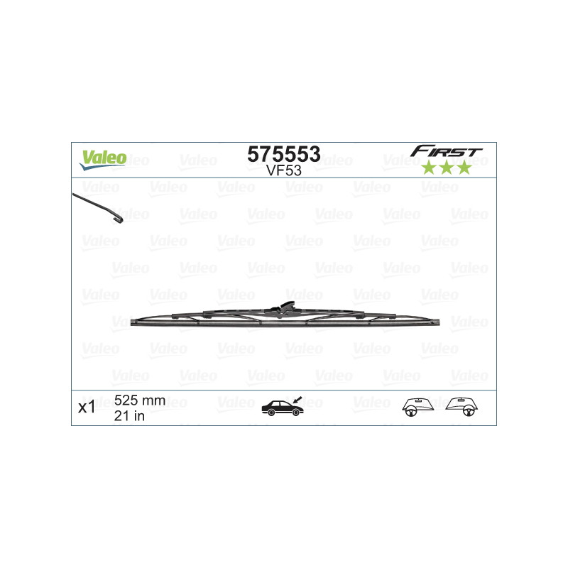 SPAZZOLA TERGI FIRST STANDARD ANTERIORE DESTRASINISTRA SINGOLA 525mm CODICE BREVE: VF53