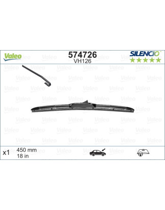 SPAZZOLA TERGI SILENCIO IBRIDA ANTERIORE SINISTRA SINGOLA 450mm CODICE BREVE: VH126