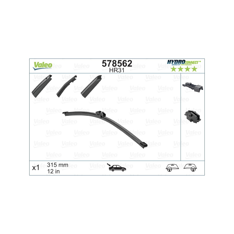 SPAZZOLA TERGI HYDROCONNECT UNI-CLICK POSTERIORE SINGOLA 315mm CODICE BREVE: HR31