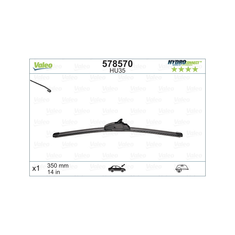 SPAZZOLA TERGI HYDROCONNECT FLAT BLADE ANTERIORE SINGOLA 350mm CODICE BREVE: HU35