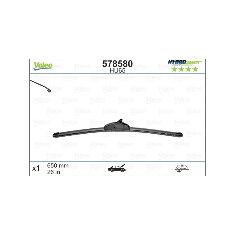 SPAZZOLA TERGI HYDROCONNECT FLAT BLADE ANTERIORE SINGOLA 650mm CODICE BREVE: HU65