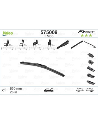 SPAZZOLA TERGI FIRST FLAT BLADE ANTERIORE DESTRASINISTRA SINGOLA 650mm CODICE BREVE: FM65