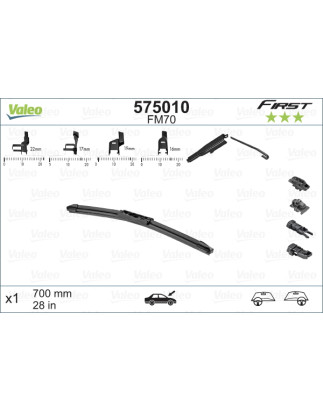 SPAZZOLA TERGI FIRST FLAT BLADE ANTERIORE DESTRASINISTRA SINGOLA 700mm CODICE BREVE: FM70