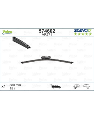 SPAZZOLA TERGI SILENCIO FLAT BLADE POSTERIORE DESTRASINISTRA SINGOLA 380mm CODICE BREVE: VR271