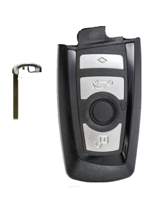 GUSCIO CHIAVE NERA CON TASTI E CONTORNO LAMA ARGENTO TASTO APERTURA TASTO CHIUSURA TASTO PORTELLONE LAMA BMW SERIES 5 E60E61 20