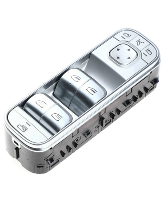 BLOCCO COMANDI ALZACRISTALLIRETROVISORI PORTA ANTERIORE SINISTRA 3 PIN 4 INTERRUTTORI ARGENTO FUNZIONE TENDINE PARASOLE CON CRO