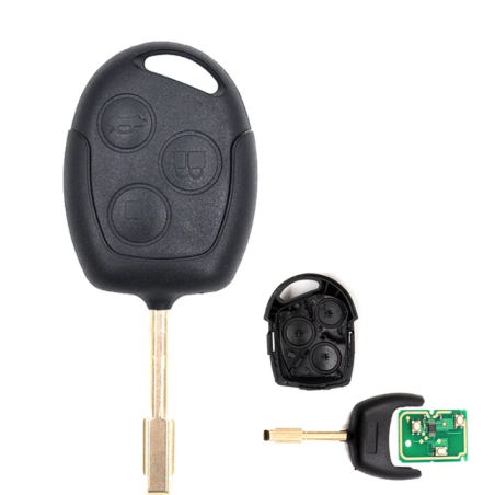 GUSCIO CHIAVE COMPLETO CON LAMA FO21 CON CHIP 4D60 TIPO FREQUENZA: 433MHZ TASTO APERTURA TASTO CHIUSURA TASTO PORTELLONE FORD M