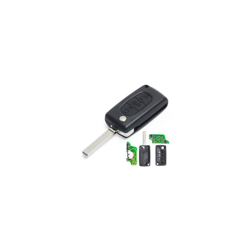 GUSCIO CHIAVE COMPLETO CON CHIP ID46 CE0523 TIPO FREQUENZA: 433MHZ TASTO APERTURA TASTO CHIUSURA TASTO PORTELLONE PEUGEOT 307 3