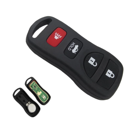 GUSCIO CHIAVE COMPLETO CON CHIP TIPO FREQUENZA: 433MHZ TASTO APERTURA TASTO CHIUSURA TASTO PORTELLONE TASTO ANTIPANICO NISSAN P