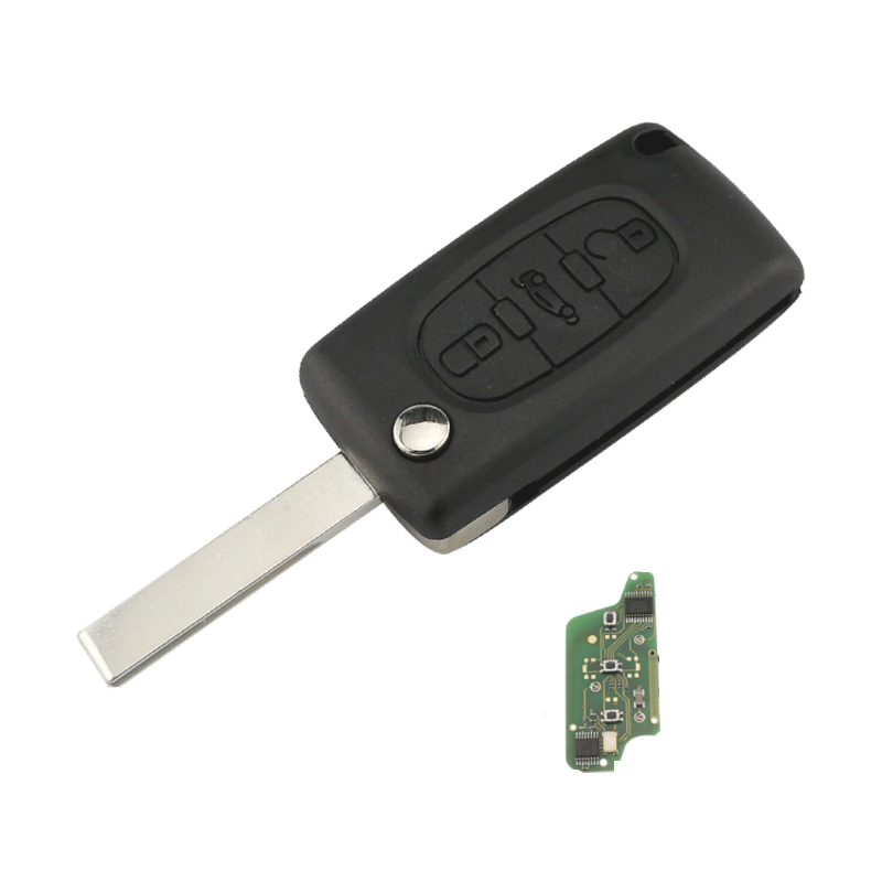 GUSCIO CHIAVE COMPLETO 3 TASTI: CON LAMA HU83 CON CHIP ID46 CE0523 TIPO FREQUENZA: 433MHZ TASTO APERTURA TASTO CHIUSURA TASTO P