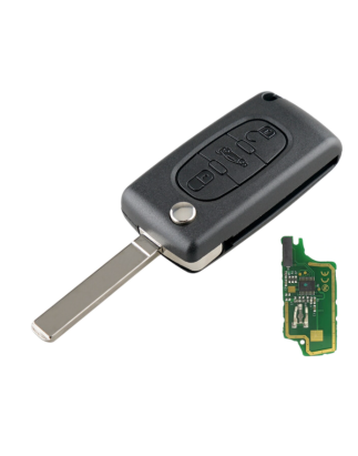 GUSCIO CHIAVE COMPLETO 3 TASTI: CON LAMA VA2 CON CHIP ID46 CE0523 TIPO FREQUENZA: 433MHZ TASTO APERTURA TASTO CHIUSURA TASTO PO