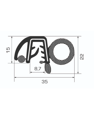 TRAFILATO VANO PORTA PSL mtm CON INSERTO FILO CON BULBO LATERALE FIAT PANDA 169 20032014