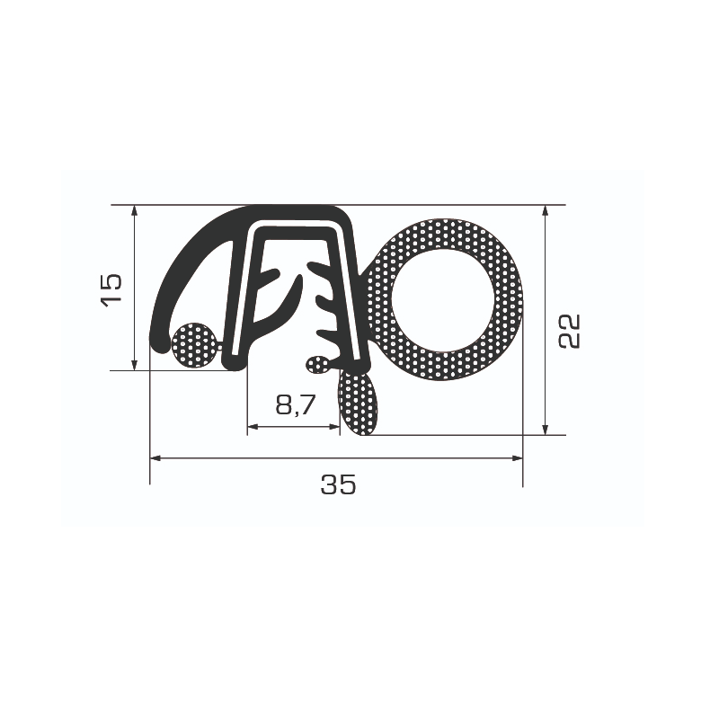 TRAFILATO VANO PORTA PSL mtm CON INSERTO FILO CON BULBO LATERALE FIAT PANDA 169 20032014
