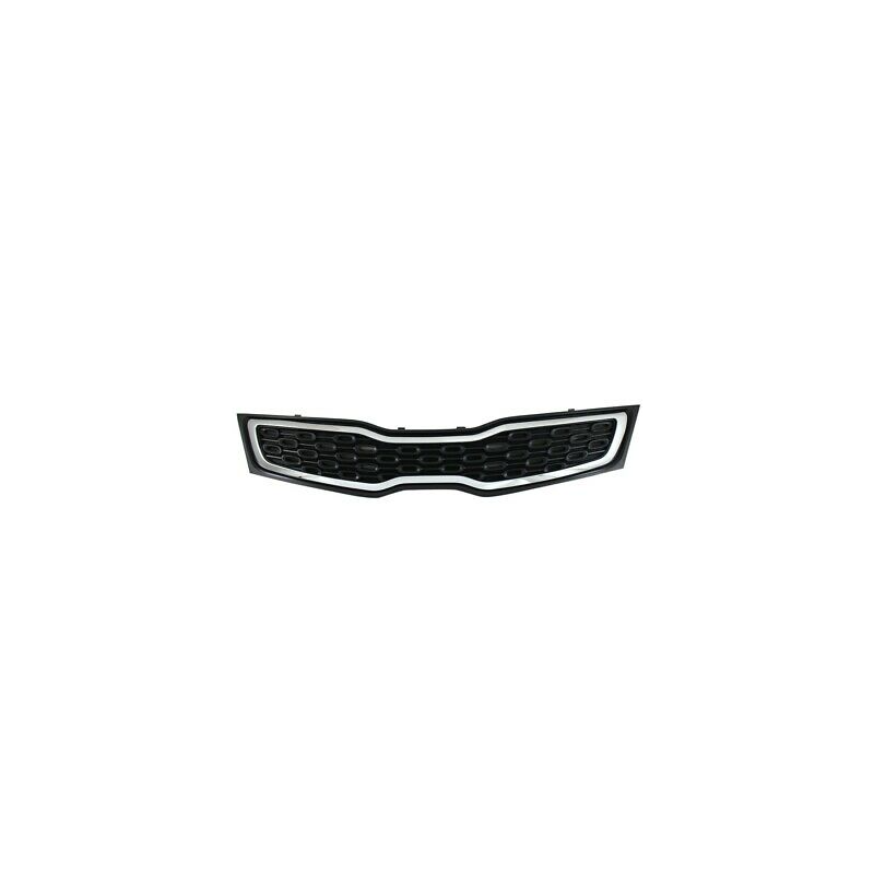 GRIGLIA PARAURTI ANTERIORE NERA CON MODANATURA CROMATA KIA RIO HB UB 20112014 VERSSEDAN, KIA RIO HB UB 20142017 VERSSEDAN
