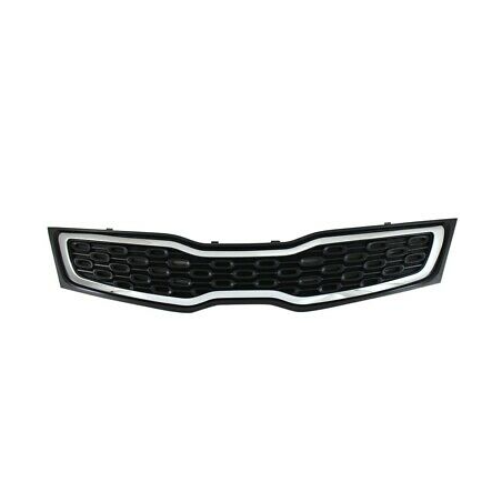 GRIGLIA PARAURTI ANTERIORE NERA CON MODANATURA CROMATA KIA RIO HB UB 20112014 VERSSEDAN, KIA RIO HB UB 20142017 VERSSEDAN