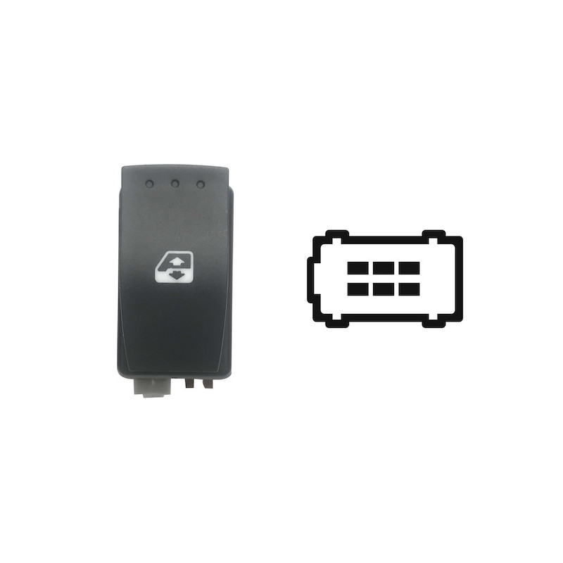 INTERRUTTORE ALZACRISTALLI PORTA ANTERIORE DESTRASINISTRA 6 PIN 1 INTERRUTTORE GRIGIO CON CONNETTORE NEROMARRONE OPEL MOVANO X7