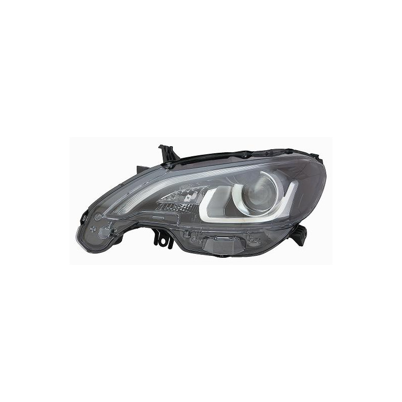 PROIETTORE DESTRO LED CON PARABOLA NERA CON LUCE DIURNA LED CON PREDISPOSIZIONE REGOLAZIONE ELETTRICA PEUGEOT 108 2014