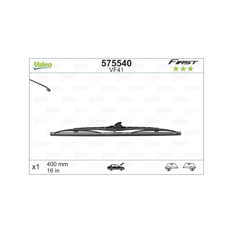 SPAZZOLA TERGI FIRST STANDARD ANTERIORE DESTRASINISTRA SINGOLA 400mm CODICE BREVE: VF41