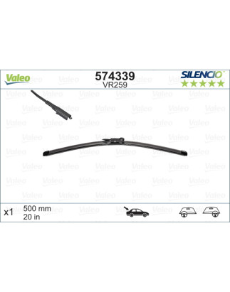 SPAZZOLA TERGI SILENCIO FLAT BLADE POSTERIORE DESTRASINISTRA SINGOLA 500mm CODICE BREVE: VR259