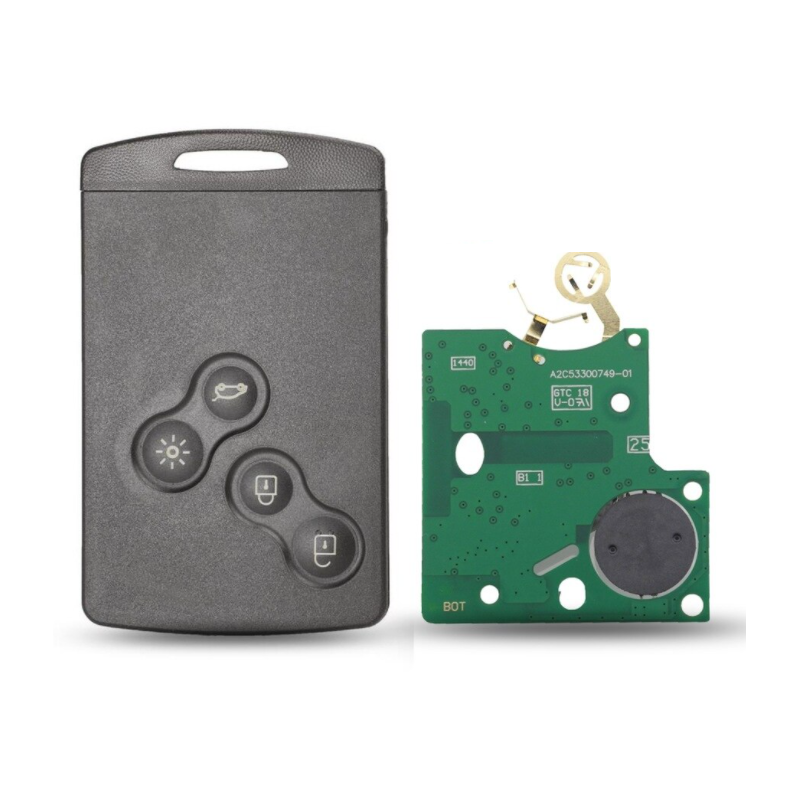 GUSCIO CHIAVE COMPLETO CON CHIP 7953 TIPO FREQUENZA: 433MHZ TASTO APERTURA TASTO CHIUSURA TASTO PORTELLONE TASTO ANTIPANICO REN