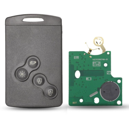 GUSCIO CHIAVE COMPLETO CON CHIP 7953 TIPO FREQUENZA: 433MHZ TASTO APERTURA TASTO CHIUSURA TASTO PORTELLONE TASTO ANTIPANICO REN