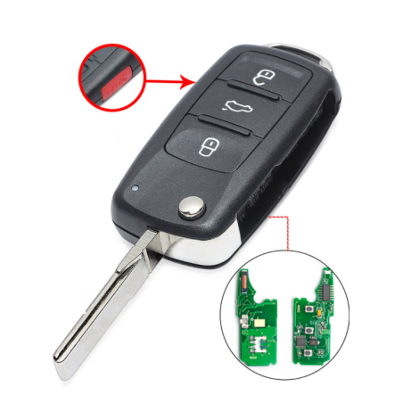 GUSCIO CHIAVE COMPLETO CON CHIP ID46 TIPO FREQUENZA: 315MHZ TASTO APERTURA TASTO CHIUSURA TASTO PORTELLONE TASTO ANTIPANICO VOL