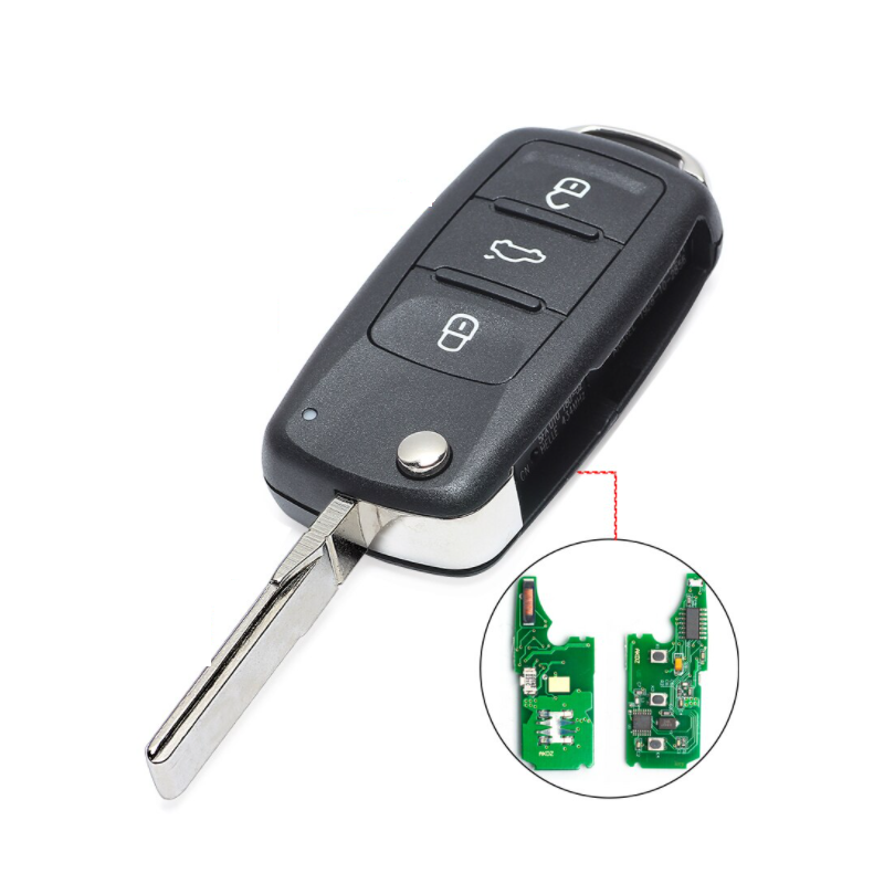 GUSCIO CHIAVE COMPLETO CON CHIP ID46 TIPO FREQUENZA: 433MHZ TASTO APERTURA TASTO CHIUSURA TASTO PORTELLONE VOLKSWAGEN GOLF III 