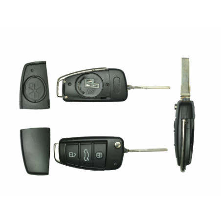 GUSCIO CHIAVE NERO 3 TASTI: INCAVO AUDI TASTO APERTURA TASTO CHIUSURA TASTO PORTELLONE LAMA HU66 AUDI A2 8Z0 20002005, AUDI A3 