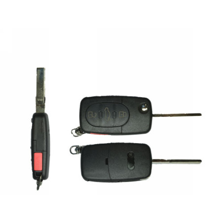 GUSCIO CHIAVE NERO 3+1 TASTI: BATTERIA 2032 TASTO APERTURA TASTO CHIUSURA TASTO PORTELLONE TASTO PANIC LAMA HU66 AUDI A3 8P18PA