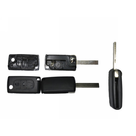GUSCIO CHIAVE NERO 3 TASTI: CON ALLOGGIO BATTERIA ESAGONALE TASTO APERTURA TASTO CHIUSURA TASTO PORTELLONE LAMA HU83 CITROEN BE