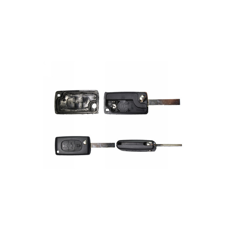 GUSCIO CHIAVE NERO 3 TASTI: CON ALLOGGIO BATTERIA ESAGONALE TASTO APERTURA TASTO CHIUSURA TASTO PORTELLONE LAMA HU83 CITROEN C2