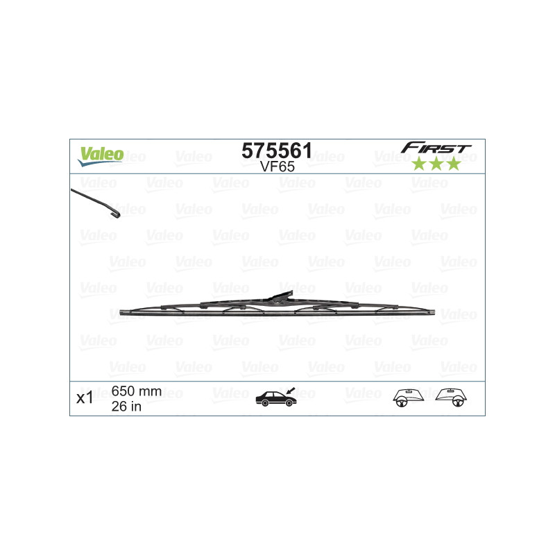 SPAZZOLA TERGI FIRST STANDARD ANTERIORE DESTRASINISTRA SINGOLA 650mm CODICE BREVE: VF65