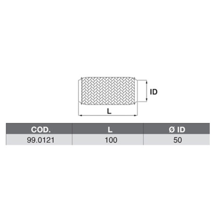 FLESSIBILE L: 100 MM - DIAM INT: 51 MM - DIAM EST: 57 MM