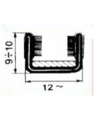 CANALINO COPRIFILO FLOCCATO 10X12mm ARMATO PER VETRO FIAT 500 F  L  R 19651975