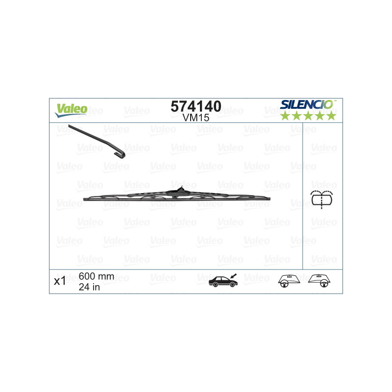 SPAZZOLA TERGI SILENCIO PERFORMANCE ANTERIORE DESTRASINISTRA SINGOLA 600mm CODICE BREVE: VM15