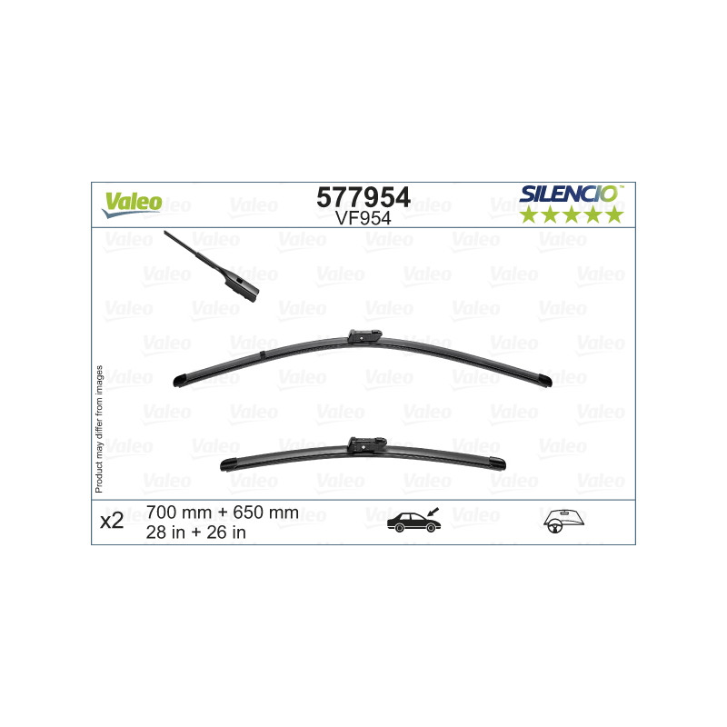 SPAZZOLA TERGI SILENCIO FLAT BLADE ANTERIORE DESTRASINISTRA COPPIA 700mm + 650mm CODICE BREVE: VF954