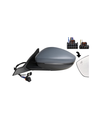 RETROVISORE ELETTRICO SINISTRO 10+2 PIN CON PRIMER TERMICO RICHIUDIBILE ELETTRICAMENTE CON FANALINO INTEGRATO CON LUCE DI CORTE