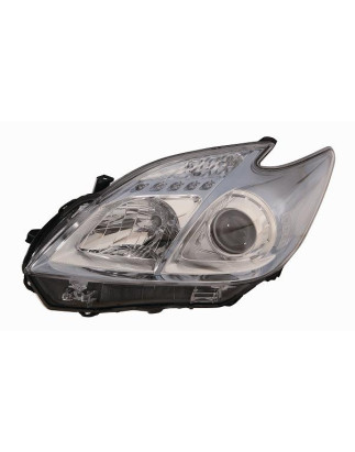 PROIETTORE SINISTRO CON PARABOLA CROMATA CON CORNICE INFERIORE AZZURRA TOYOTA PRIUS W3 20092012