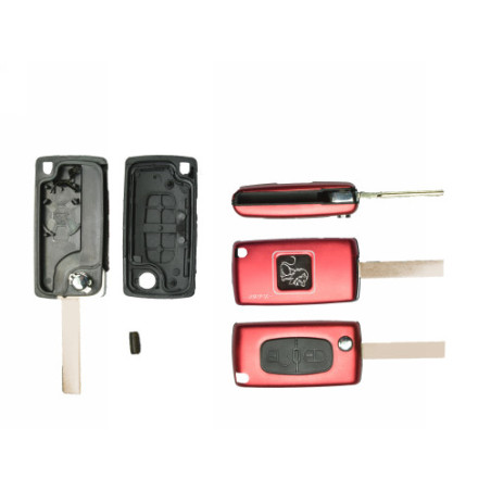 GUSCIO CHIAVE ROSSO 2 TASTI: CON ALLOGGIO BATTERIA ROTONDO TASTO APERTURA TASTO CHIUSURA LAMA HU83 CITROEN C3 SC 20102013, CITR