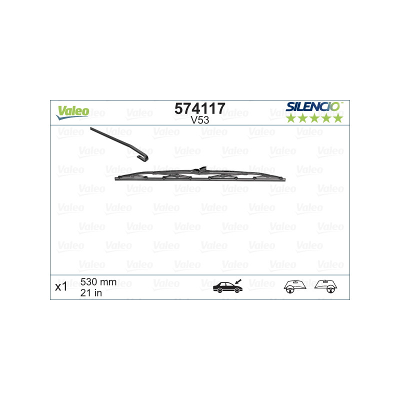 SPAZZOLA TERGI SILENCIO STANDARD ANTERIORE DESTRASINISTRA SINGOLA 530mm CODICE BREVE: V53