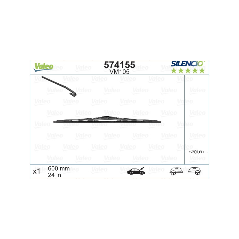 SPAZZOLA TERGI SILENCIO PERFORMANCE ANTERIORE DESTRASINISTRA SINGOLA 600mm CODICE BREVE: VM105