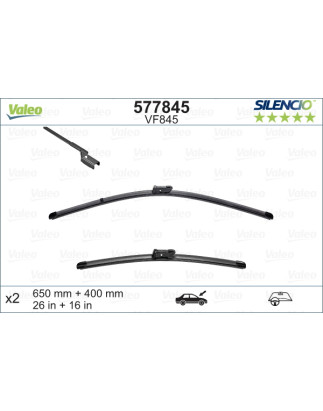 SPAZZOLA TERGI SILENCIO FLAT BLADE ANTERIORE SINISTRA COPPIA 650mm + 400mm CODICE BREVE: VF845