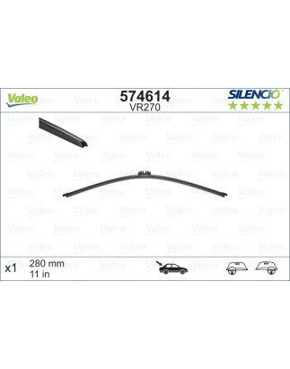 SPAZZOLA TERGI SILENCIO FLAT BLADE POSTERIORE DESTRASINISTRA SINGOLA 280mm CODICE BREVE: VR270